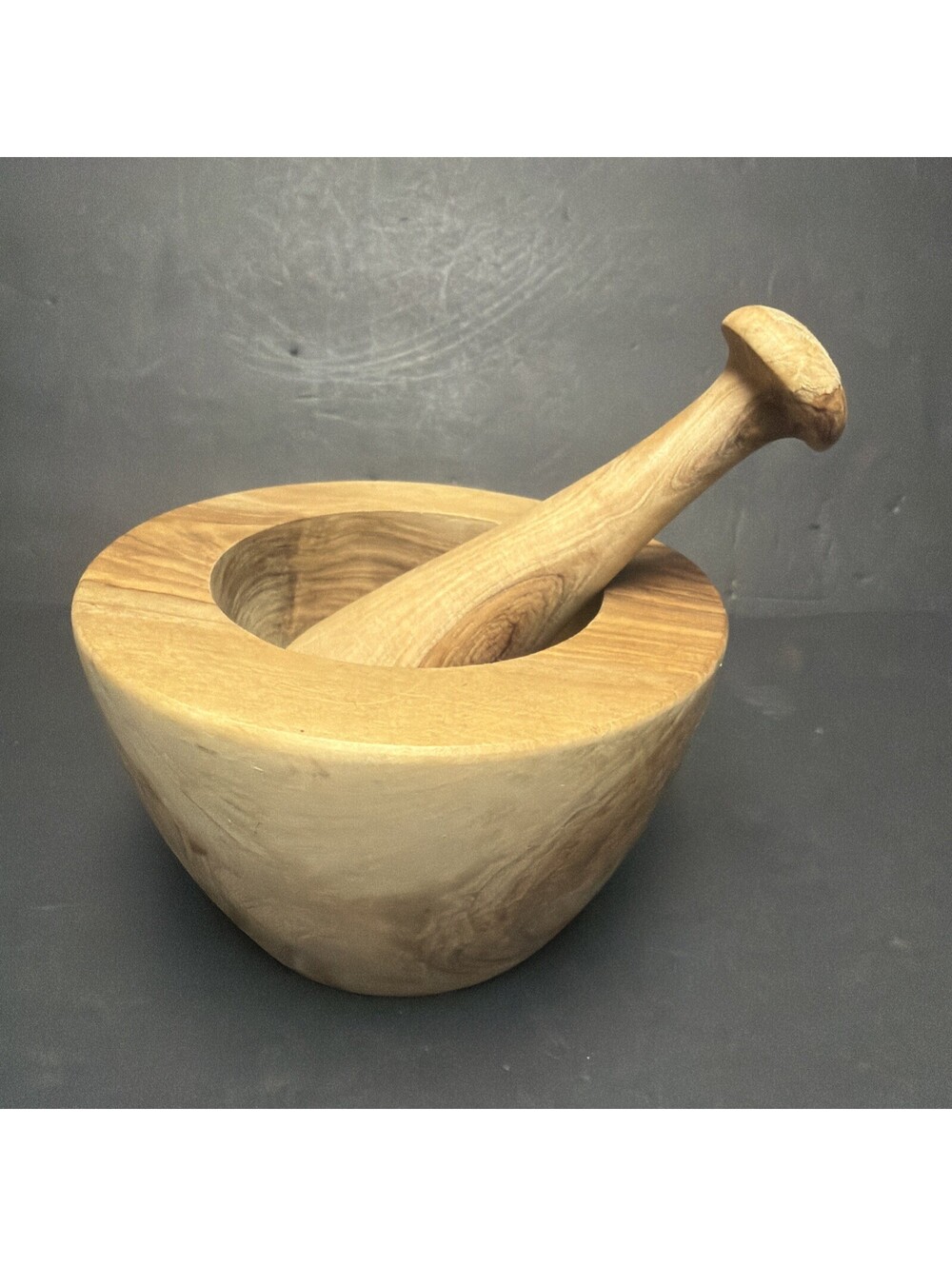 Wooden Mortar and Pestle Vintage Olive? Solid Wood Farmhouse Kitchen Primitive